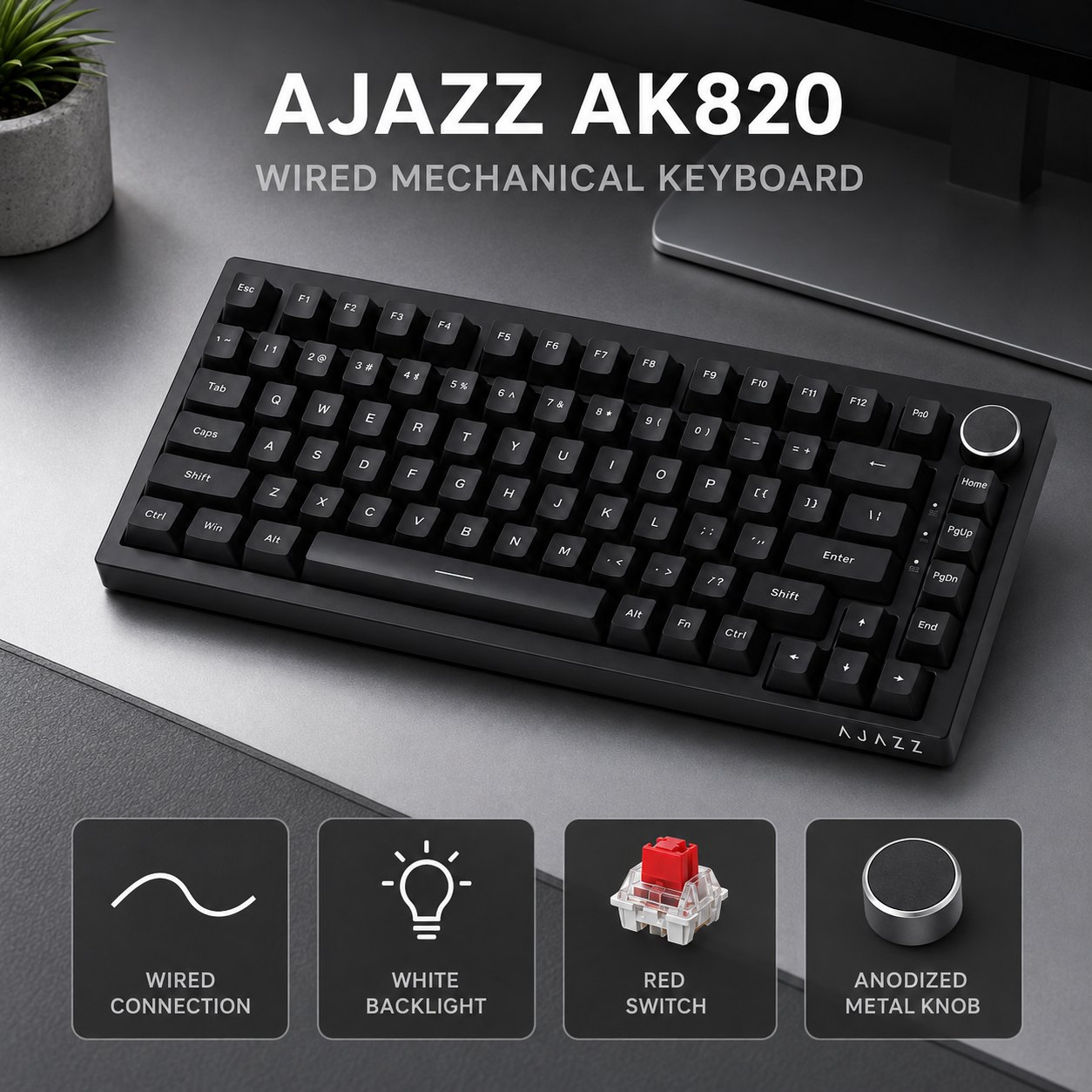 AJAZZ AK820 and AK820PRO Mecha - Keyboard Gaming Blue Switch 评论和价格